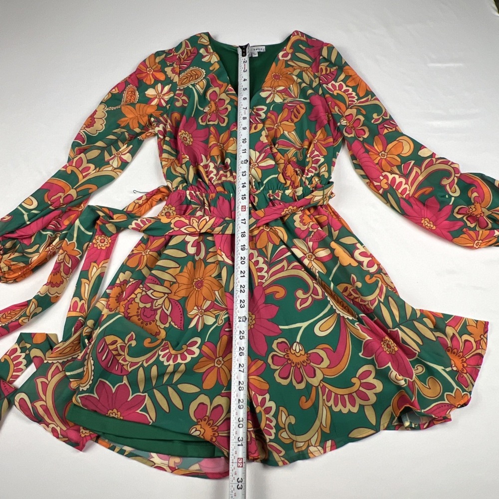 Baltic Born Newark Floral Mini Dress Multicolor Boho Retro Chiffon Small - Picture 10 of 12